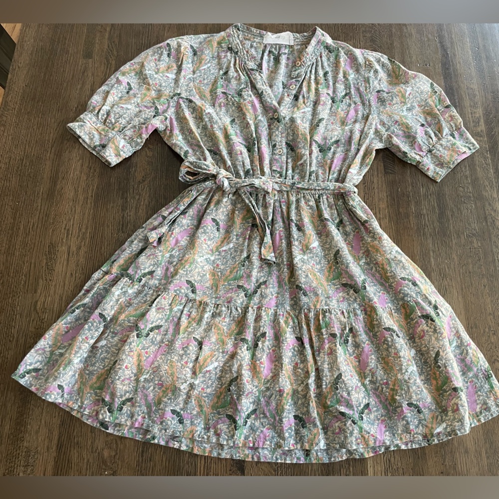 ba&sh Dress Boho Floral Shirt Dress Tie Waist Summer - Size 2